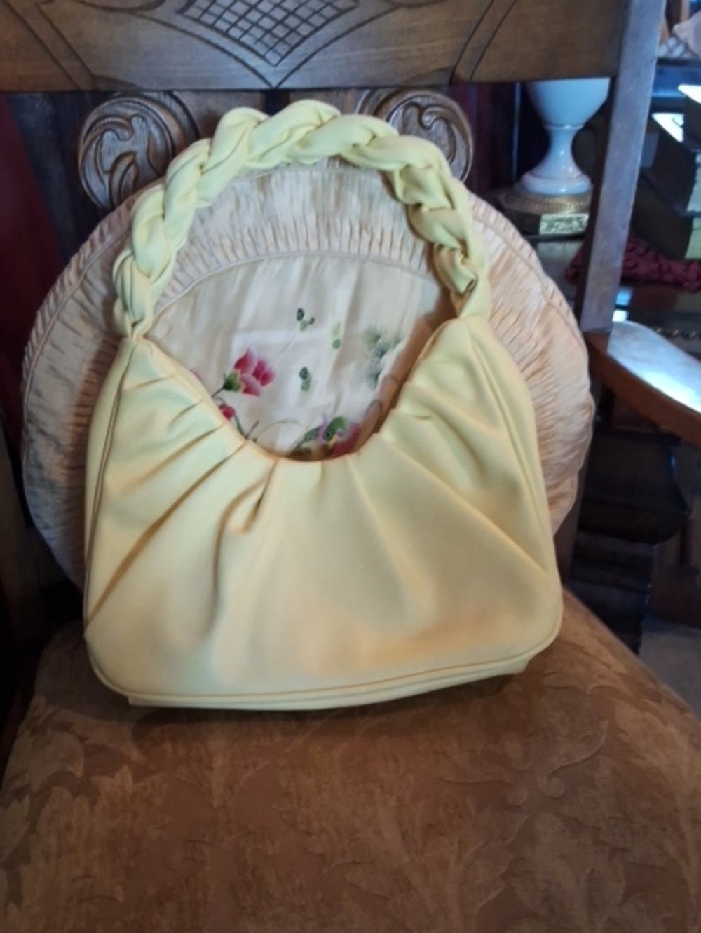 Soft Yellow Braided-Handle Shoulder Bag